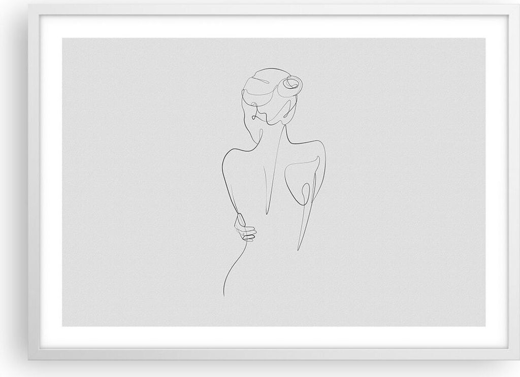Gerahmtes Poster - Weißer Rahmen - Körper Frau Zeichnung - 70x50 cm - Wand Bild - Wanddeko - Wandbilder - Kunstposter - Wandposter - Bilderrahmen...
