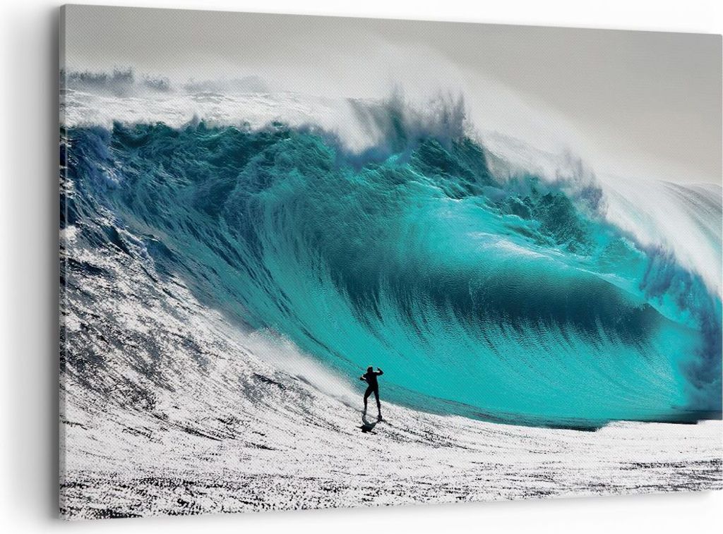 Bild auf Leinwand - Leinwandbild - Einteilig - Surfen Welle Türkis - 120x80cm - Wand Bild - Wanddeko - Wandbilder - Leinwanddruck - Bilder - Wandd...