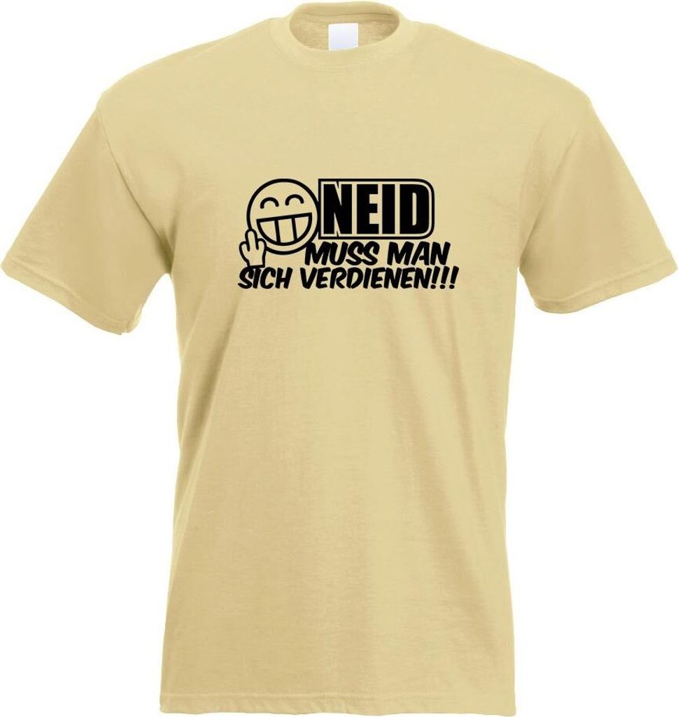 Kiwistar - T-Shirt - Khaki - Neid muss Man Sich verdienen Motiv Bedruckt Funshirt Design Print - mit Motiv Bedruckt - Funshirt Design - Sport - Fre...