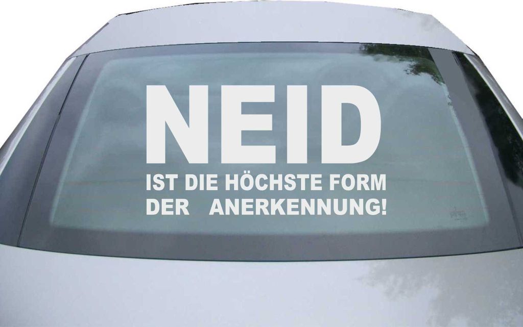 Indigos UG - Aufkleber Heckscheibe & Motorklappe DE6148 - silber - 600x324 mm - neid - Auto Scheiben Fenster Heckklappe Tuning Racing JDM - Die cut