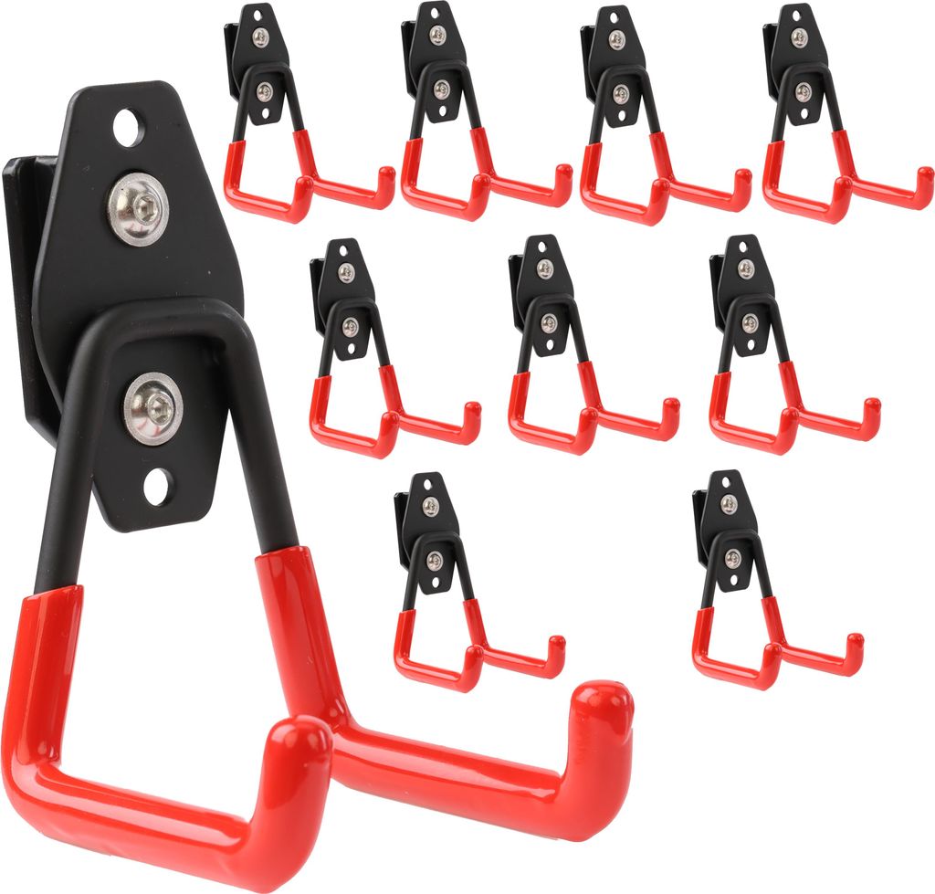 Set 10 Stck. Werkzeughaken von BOTLE für Qbrick Koffer-System "Geradeförmig" 7cm, stabil mit PVC-Ummantelung, für Garage, Werkstatt, Schuppen, D...