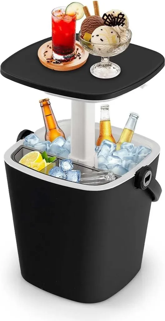 Glacière de terrasse table basse relevable 15L idéale pour vos apéritifs