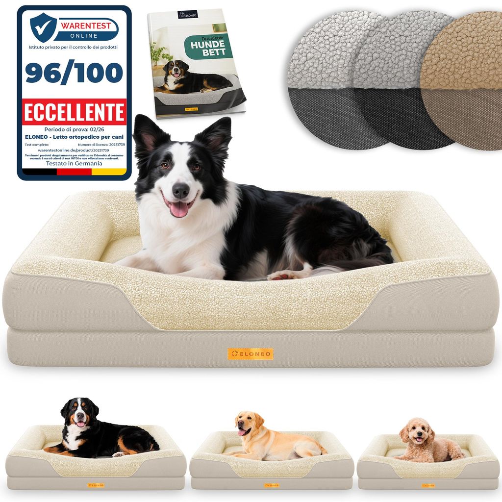 ELONEO Letto ortopedico per cani, taglia M - Crema Immagine del prodotto 