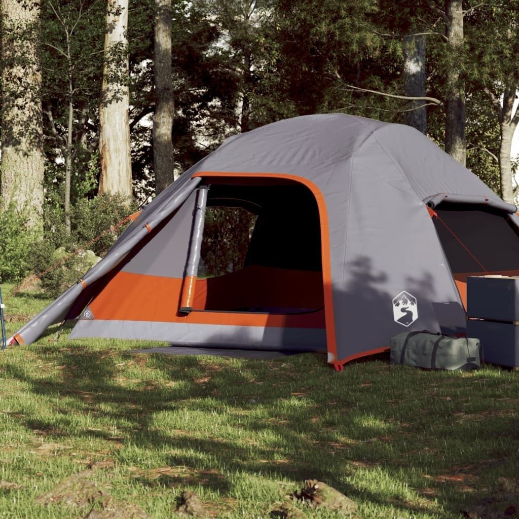 Möbel Kuppel-Campingzelt 4 Personen Grau und Orange Wasserdicht - Campingzelte 94721