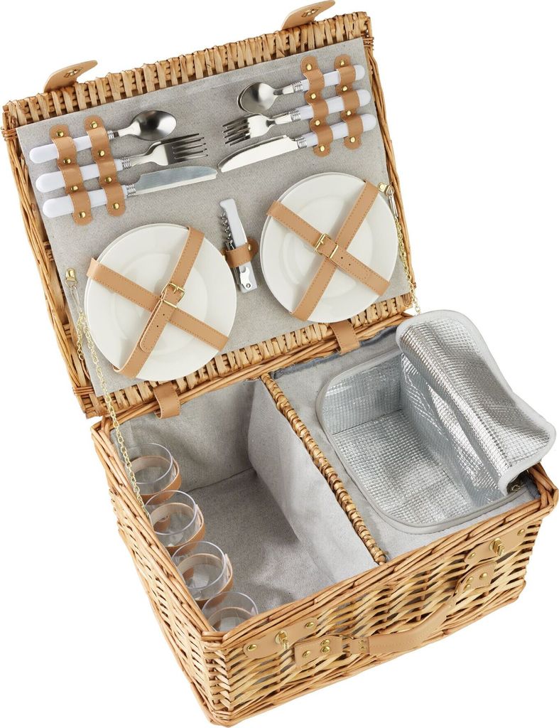 tectake® Picknickkorb Föhr für 4 Personen inkl. 20-teiliges Produktbild 