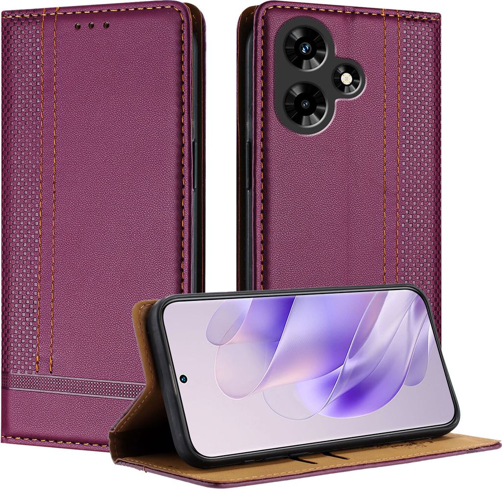 Handyhülle für Infinix Hot 30 4G Leder Flip Klappbare Schutzhülle mit Standfunktion Lila