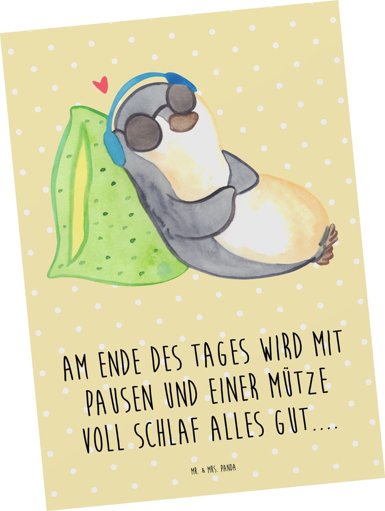 Mr. & Mrs. Panda bildkarte Pinguin PEM - Gelb Pastell - Geschenk, Fatigue, Postkarten, Kunstkarten, Postkarte, Ansichtskarten, Ansichtskarte