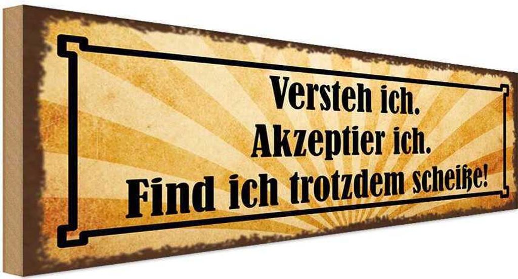 vianmo Holzschild 10x27 cm Versteh ich trotzdem Scheiße Dekoration