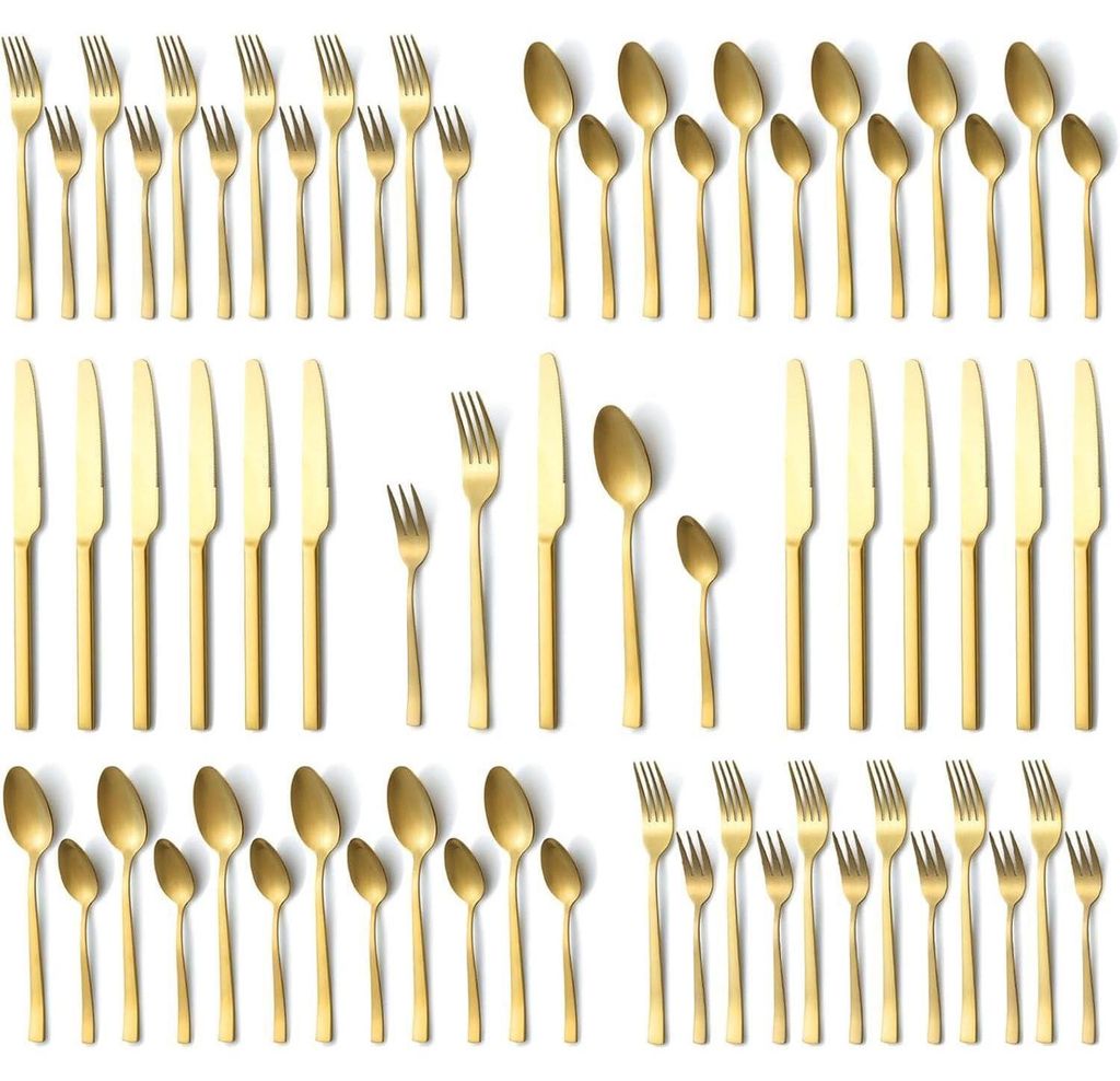 Set di posate da 60 pezzi, finitura dorata opaca, per 12 Immagine del prodotto 
