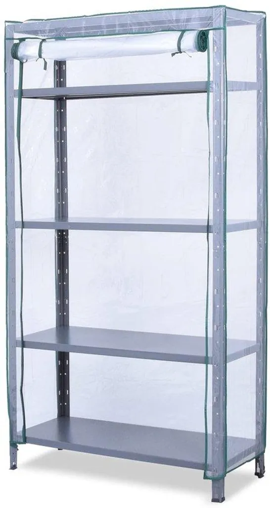 Housse de protection en plastique pour étagère 90x40x185-195 cm translucide