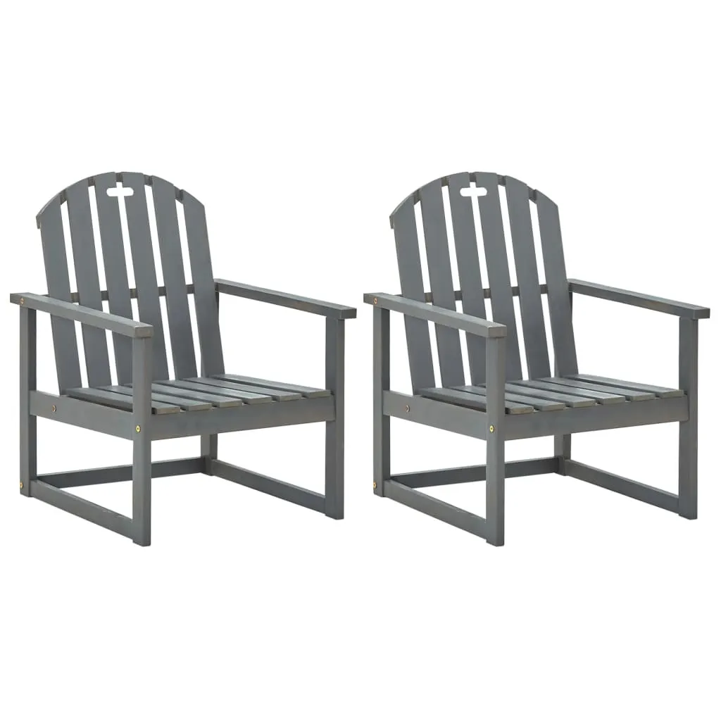 Fauteuils de Jardin en Acacia Gris Massif avec Accoudoirs - Lot de 2 pcs