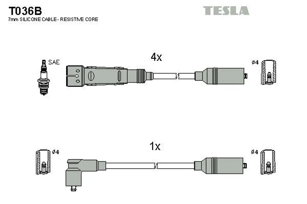 Kit câbles d'allumage TESLA T036B compatible VW Golf 2 3 4 et Variant