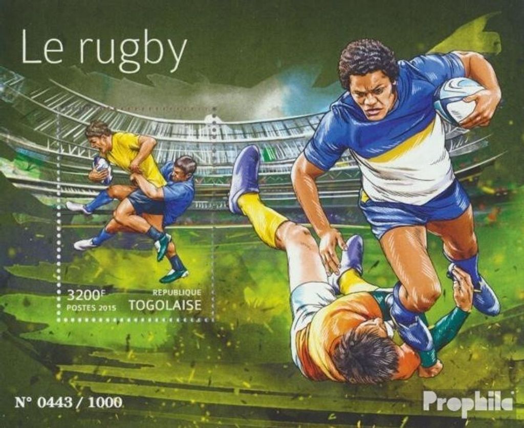 Briefmarken Togo 2015 Mi Block 1208 (kompl. Ausgabe) postfrisch Rugby