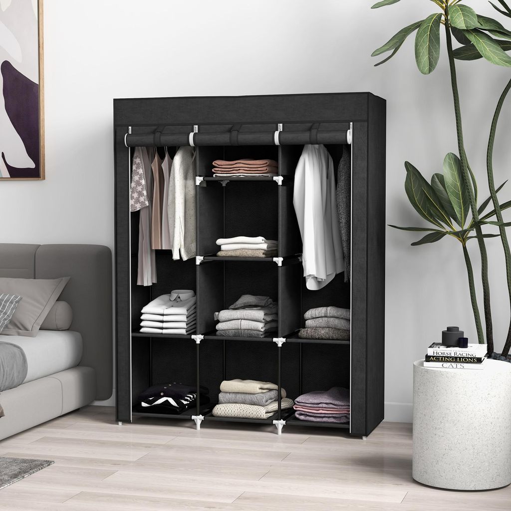 Armoire en tissu avec 2 tringles et 8 étagères 125 x 162,5 Image du produit 