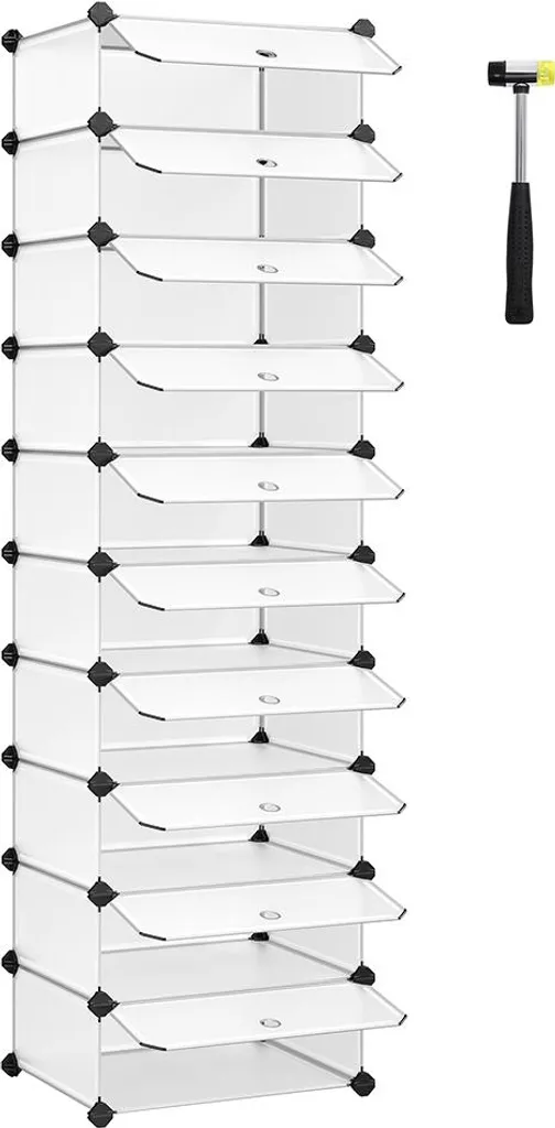 Étagère blanche à portes 10 cases sans vis - Rangement modulaire pratique