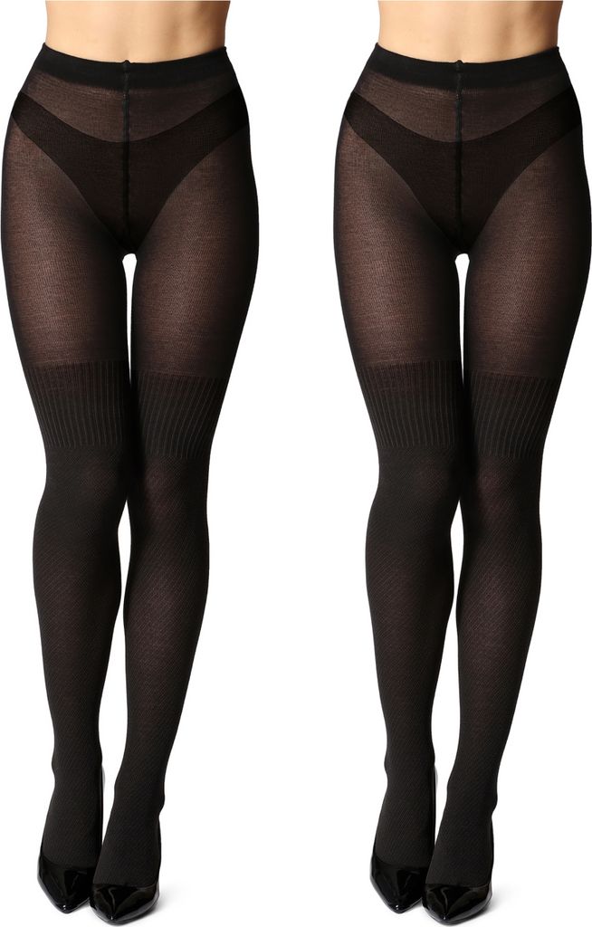 2er Pack Damen Strumpfhose aus Baumwolle BLV-1116 (Graphite/Graphite, S) .