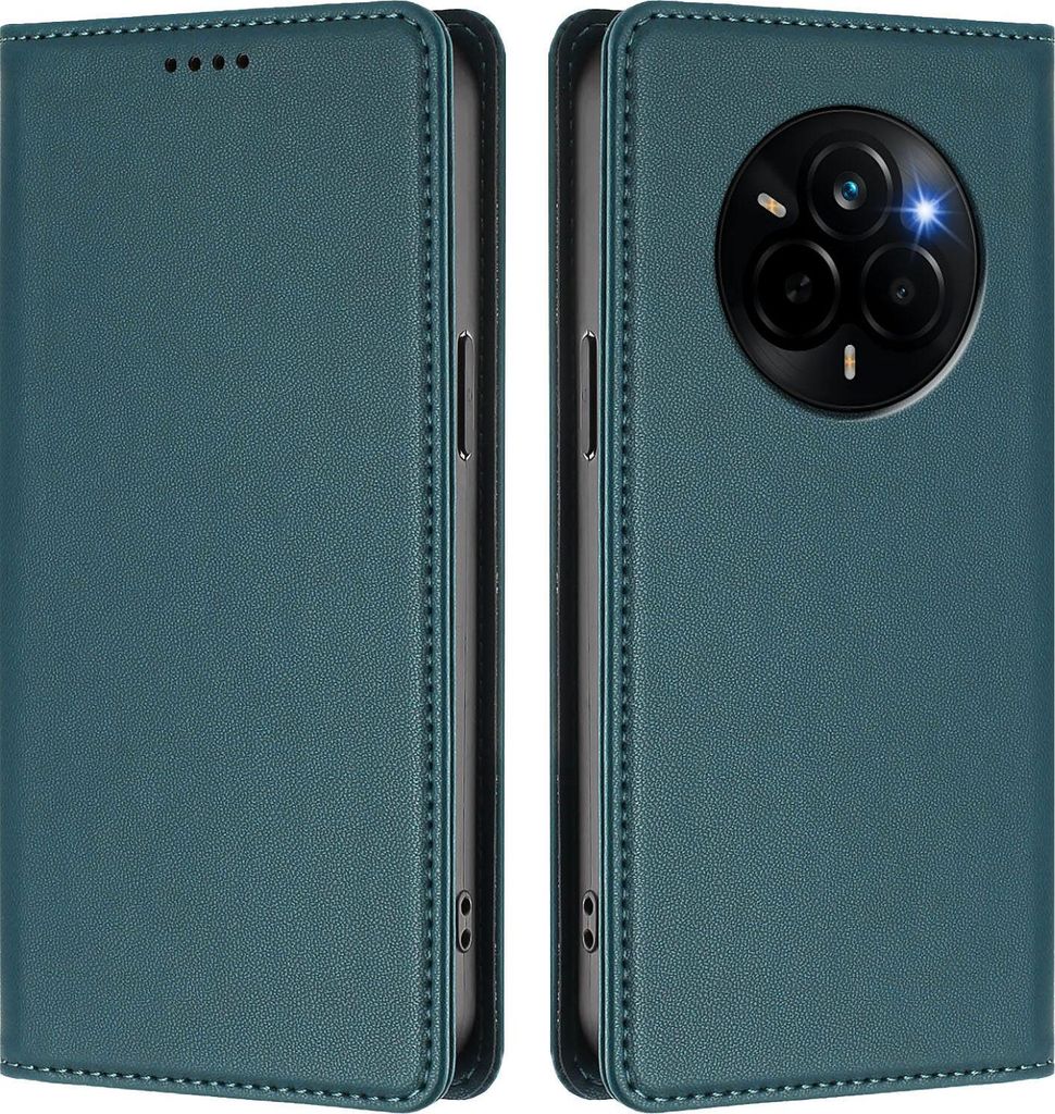 Handyhülle für Realme Narzo 80 Pro, Kunstleder Klapphülle Stoßfeste Magnetische Hülle mit Ständer Grün