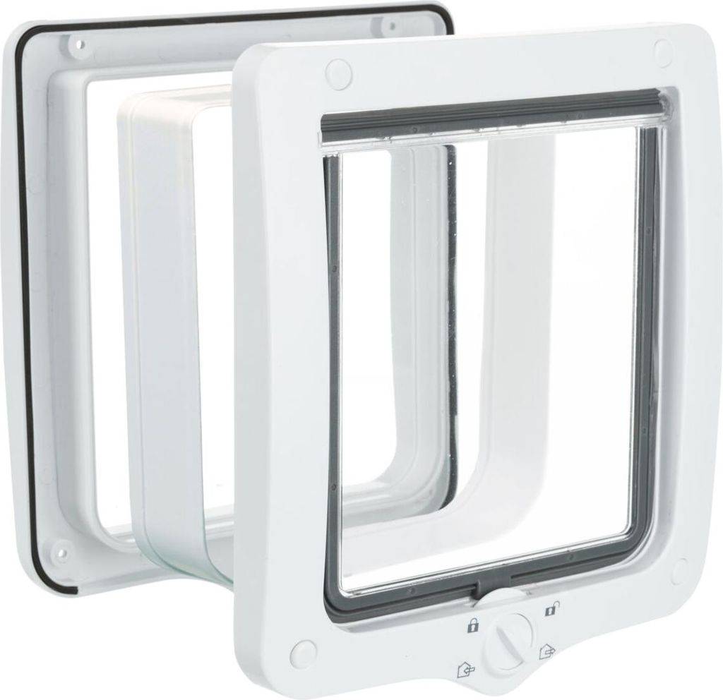 TRIXIE 4-Wege Freilauftür XXL mit Tunnel - weiß - 24 × 28 Produktbild 