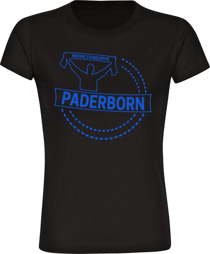 multifanshop Damen T-Shirt - Paderborn - Meine Fankurve, schwarz, Größe S