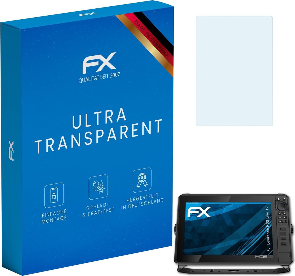 atFoliX FX-Clear 3x Schutzfolie kompatibel mit Lowrance HDS Live 12 Displayschutzfolie