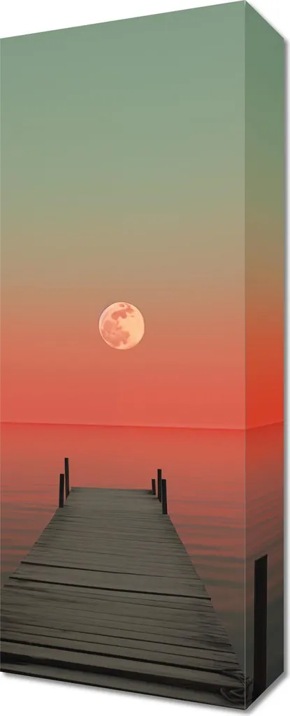 Quadro 20x50 cm Luna sull'acqua - 1