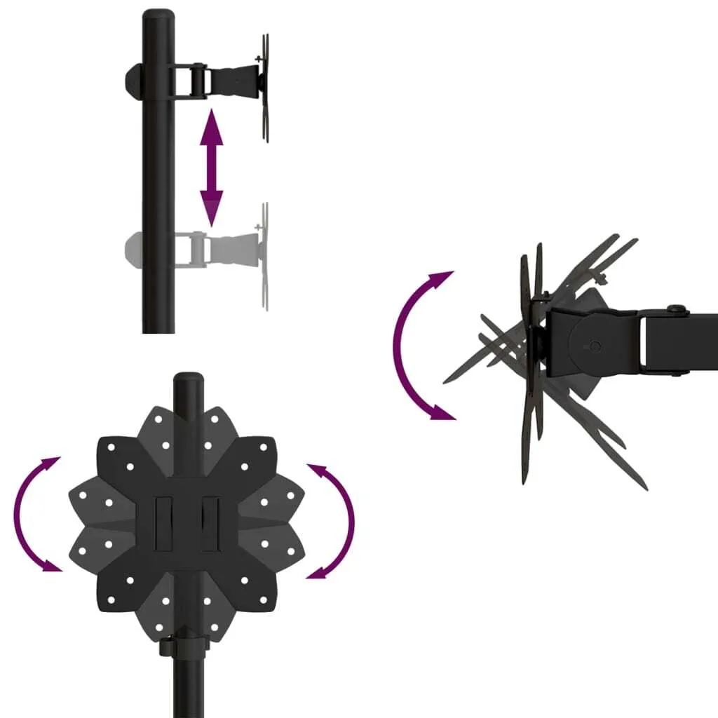 Support double écran pour bureau - Optimisation d'espace Noir en Acier - 8
