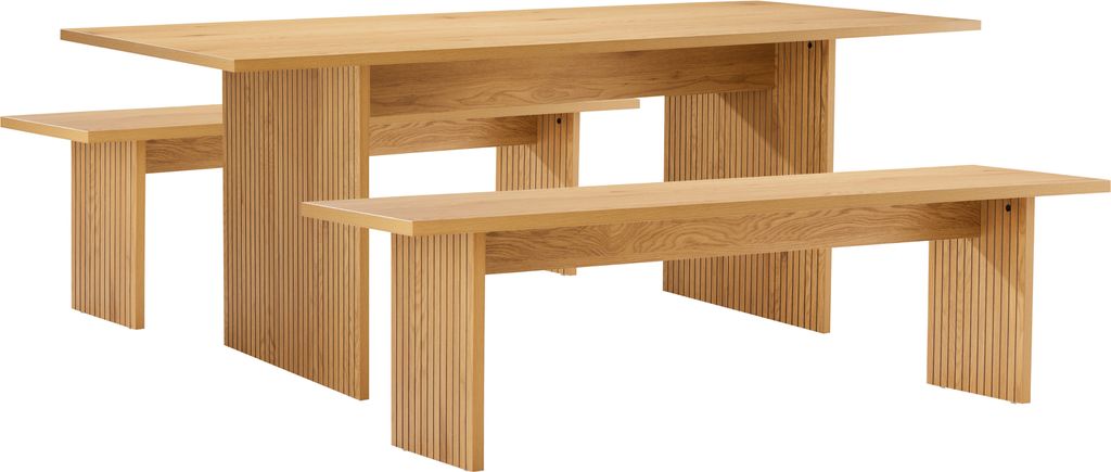 Set aus Tisch 180cm und 2 Bänken im skandinavischen Stil ALMA