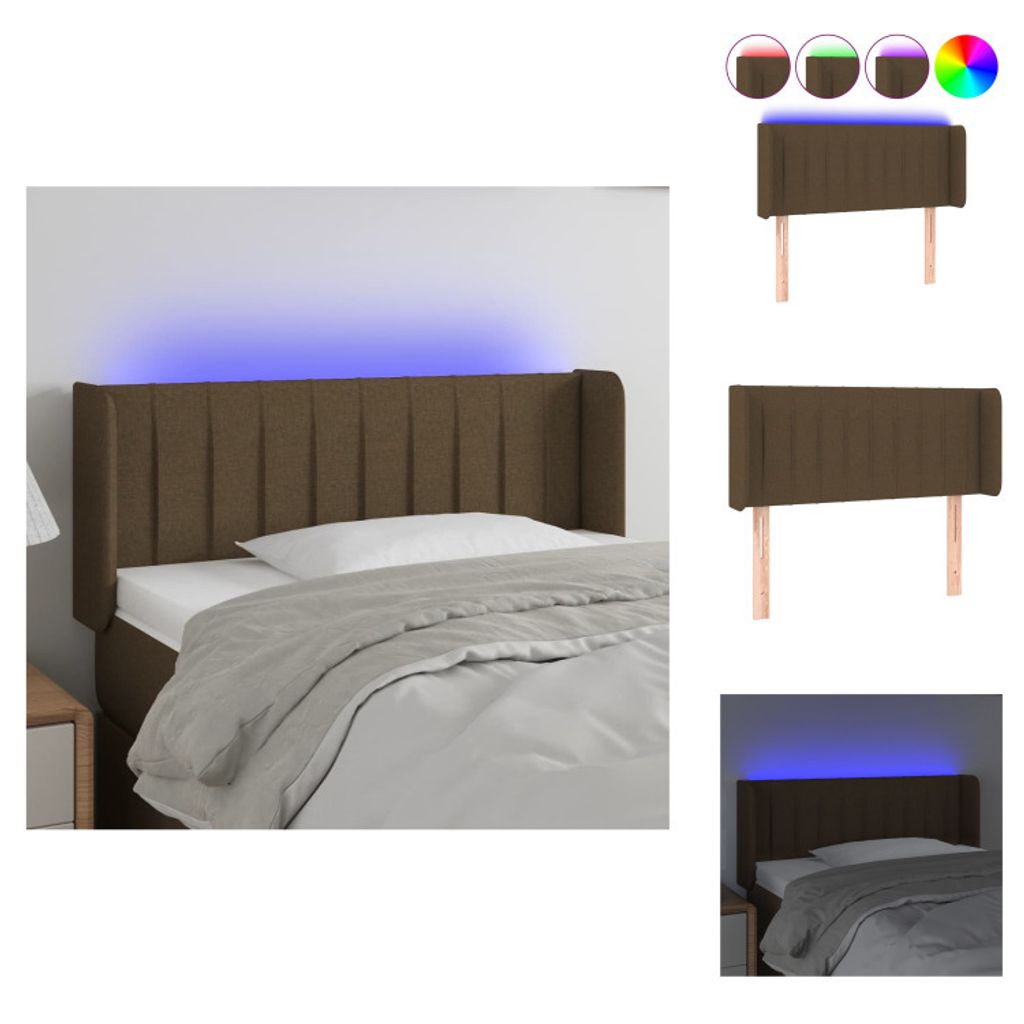 vidaXL LED Kopfteil Dunkelbraun 103x16x78/88 cm Stoff - Kopf- & Fußenden