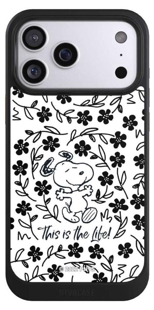 NIVOCASE Hülle für Apple iPhone 17 Pro Max Handyhülle NIVOcore Case Schwarz Blumen Peanuts Snoopy