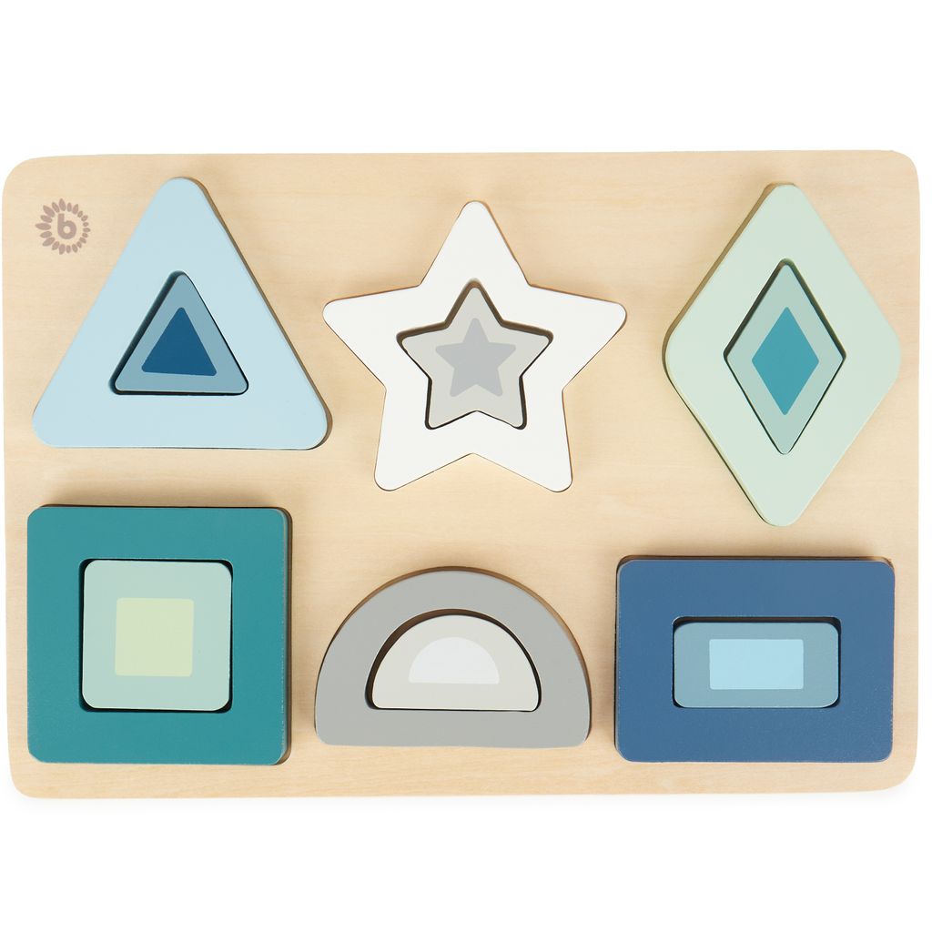 Bieco Holzspielzeug Baby - geometrisches Puzzle Steckspiel ab 1 Jahr - pastell - Formen Puzzle Baby - Steckpuzzle Holz - Bauklötze - Holzpuzzle Fo...