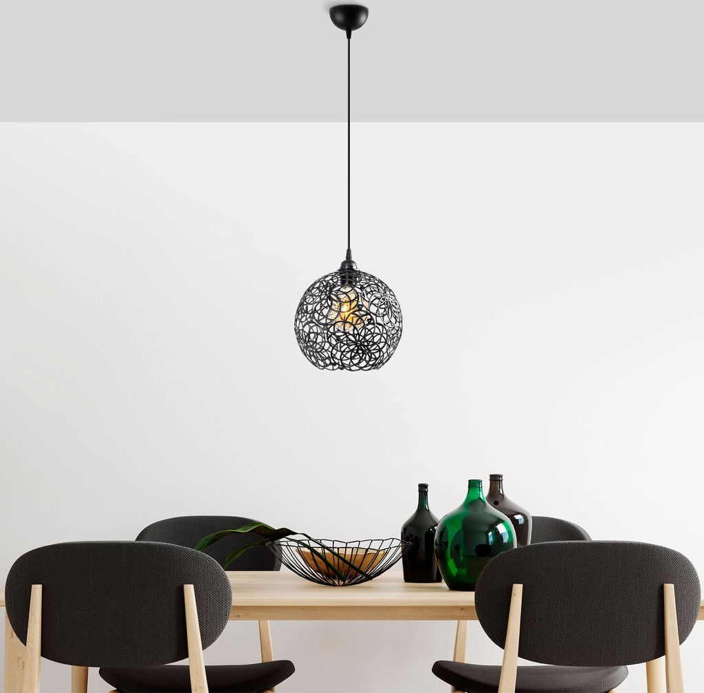 Opviq, HAY- HAYFLG, Schwarz, Kronleuchter, 25 x 25 x 126 cm, Metallkörper