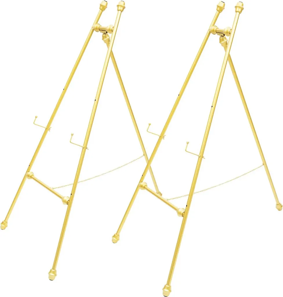 Support Panneau Mariage Stable et Réglable - Lot de 2 Chevalets Doré 118cm