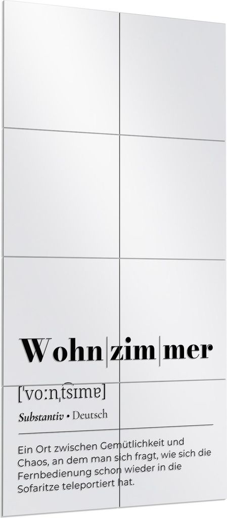DEQORI Wandspiegel Puzzle 60x120 cm 'Wohnzimmer - Definition' Spiegel Ganzkörperspiegel