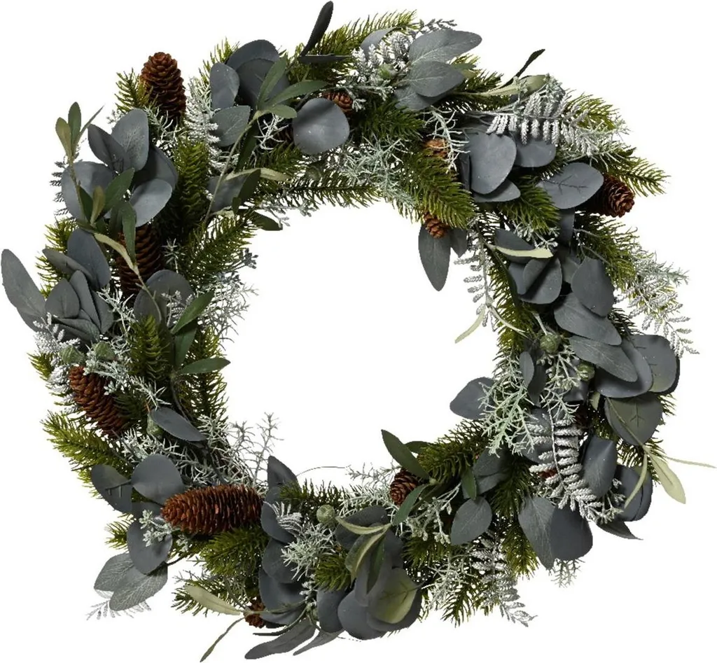 Décoration de Table de Noël 40cm Kranz Modern Verte et Argentée
