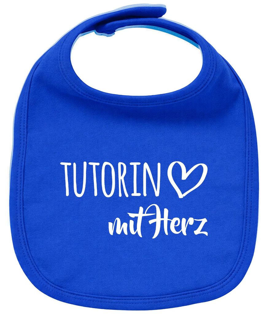 Huuraa Baby Lätzchen Tutorin mit Herz Royal Blue Klettverschluss Baumwolle Latz Geschenkidee