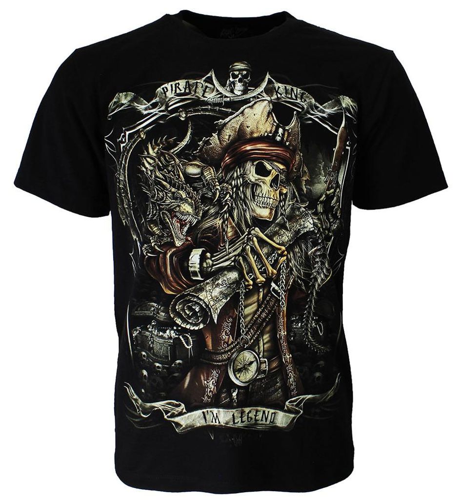 Piratenkönig T-Shirt mit leuchtendem Piratenkönig im Dunkeln - M