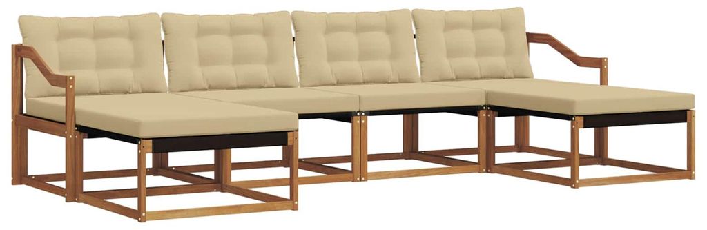 vidaXL Outdoor-Sofagarnitur mit Kissen 6 pcs Natur und Beige