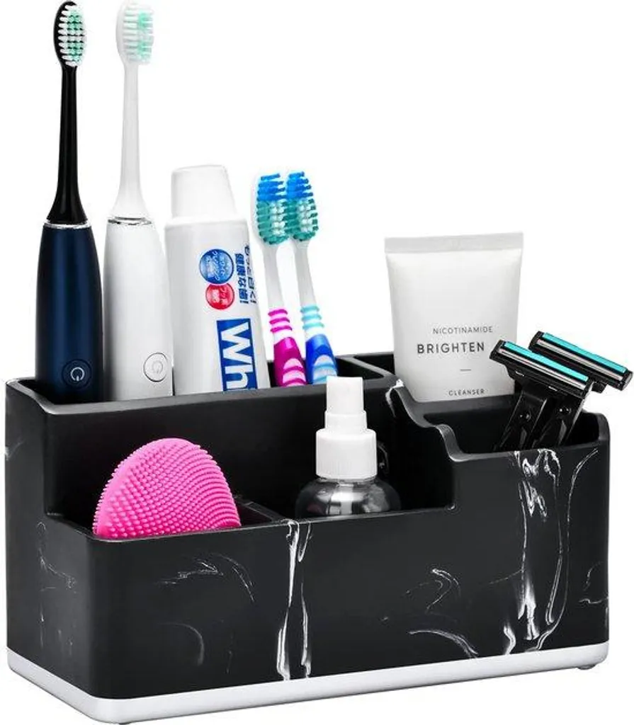 Porte-brosse à dents anti-humidité avec égouttoir, 5 fentes, résine