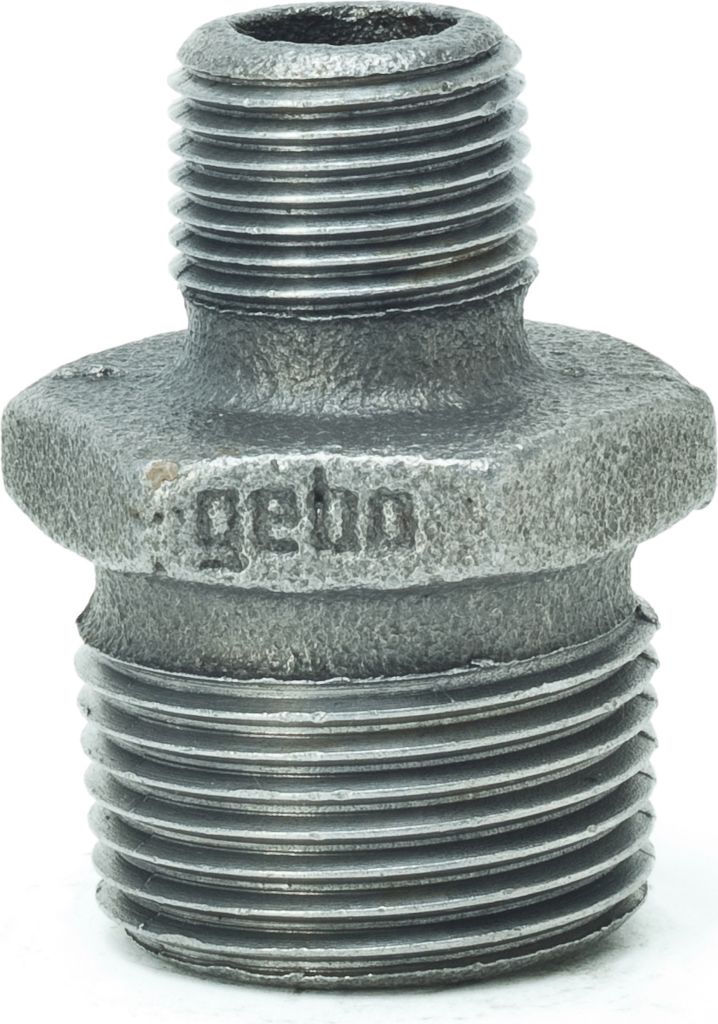 Temperguss Reduzierdoppelnippel 3/8 bis 1 Zoll AG-AG Reduzierung schwarz