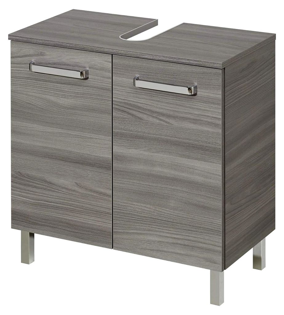 Waschbeckenunterschrank Quickset 912 in Sangallo Grau quer, 60 cm breit | Waschbeckenschrank ohne Waschbecken mit 2 Türen
