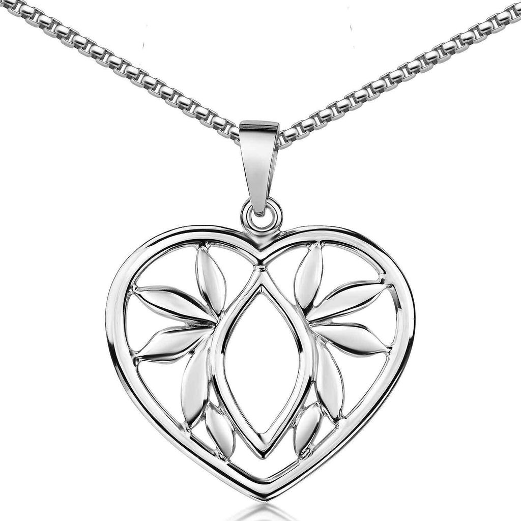 MATERIA by Matthias Wagner Herz Kettenanhänger Silber 925 rhodiniert für Damen KA-189