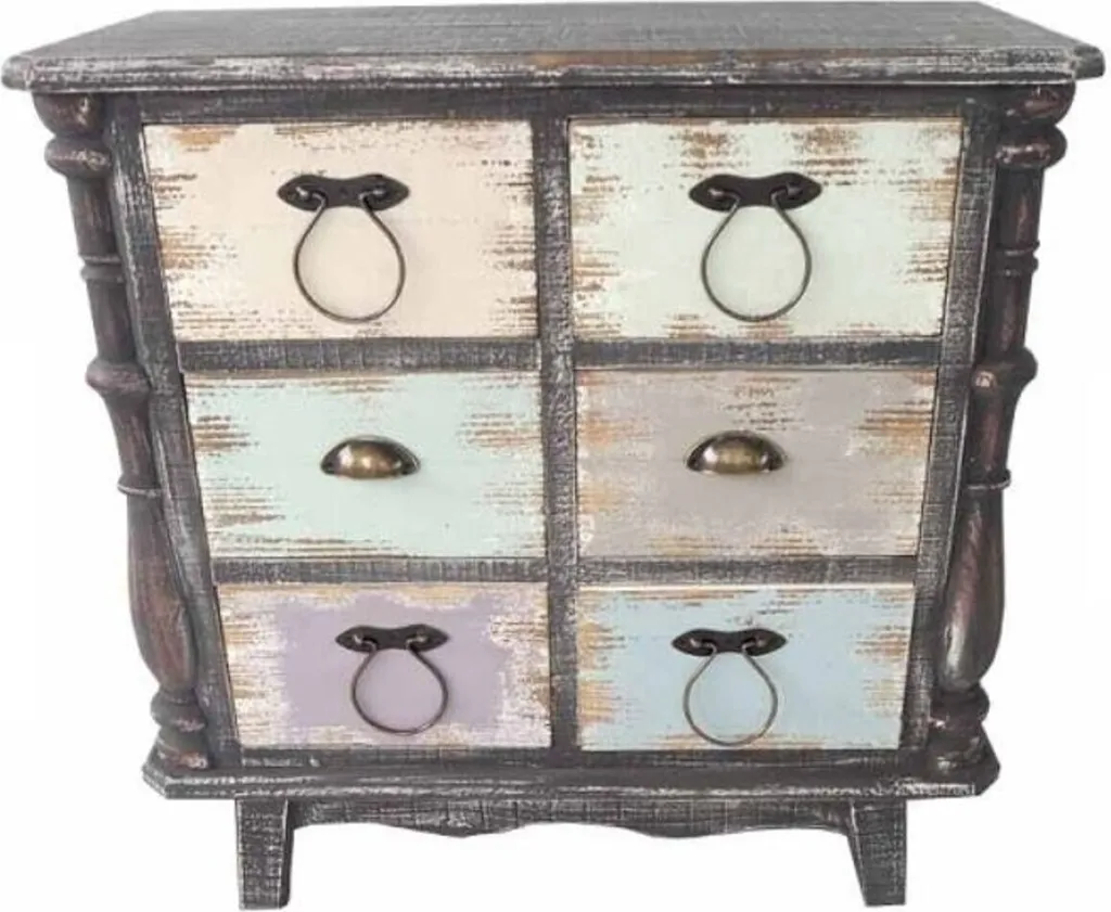 Commode Casa Padrino style rustique noir antique et multicolore 80cm