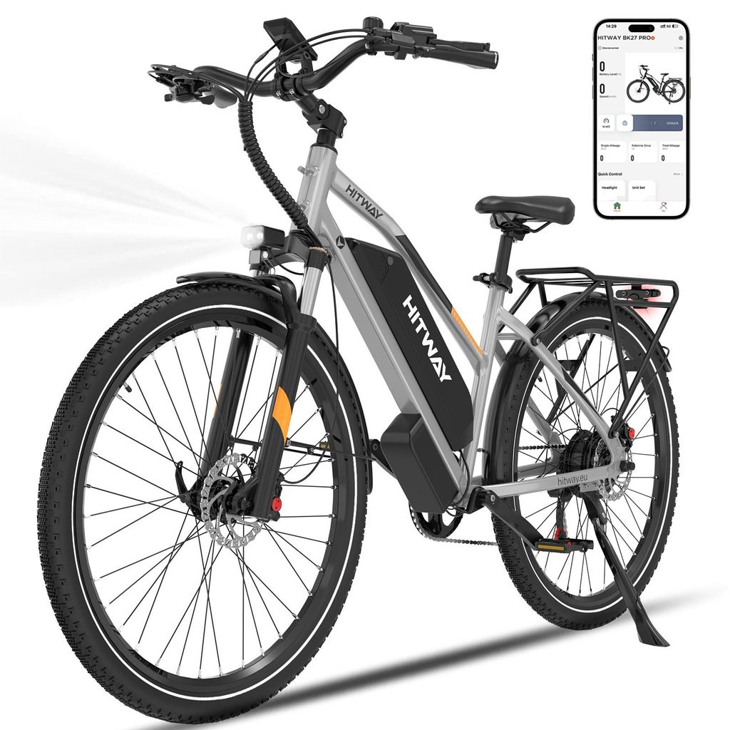 HITWAY 28" E Bike, 250W Motor,Elektrofahrrad Trekkingrad E-Bike Herren Damen,48V 16Ah Akku,7-Gang,NFC,APP,70-120km Reichweite