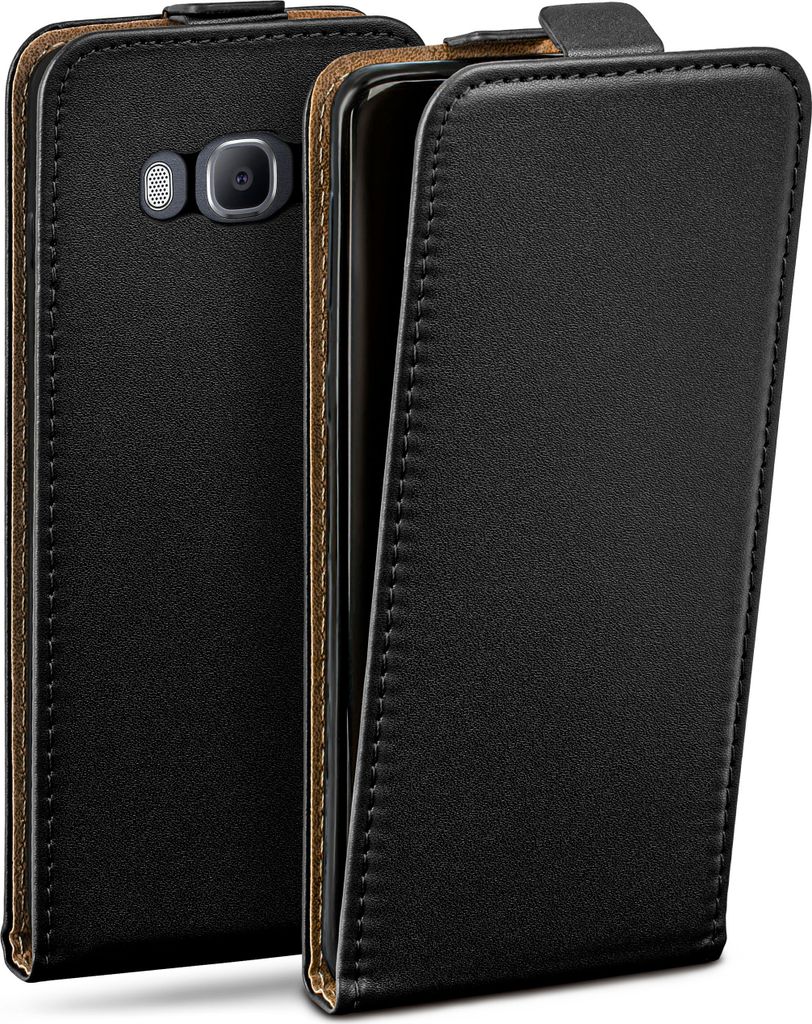moex Flip Case kompatibel mit Samsung Galaxy J7 (2016) - Hülle mit 360 Grad Schutz, Schwarz
