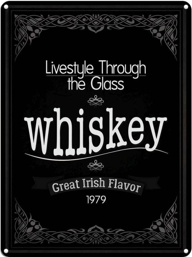 vianmo Blechschild 40x30 cm Alkohol Whiskey livestyle Produktbild 