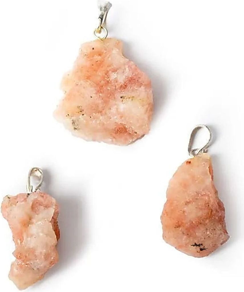 Sonnenstein-Anhänger aus rauem Edelstein – ±3 cm, Packung mit 3 Stück