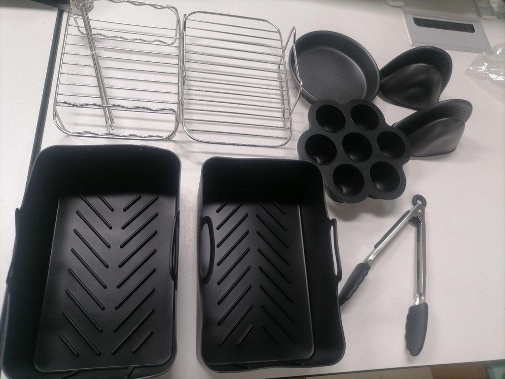 Aoresac Air Fryer Zubehör spülmaschinenfest 9pcs Friteuse Zubehör mit Air Fryer Liner Pizza Pan Silikon Backofen Mitts Spieß Rack Food Clip pas...