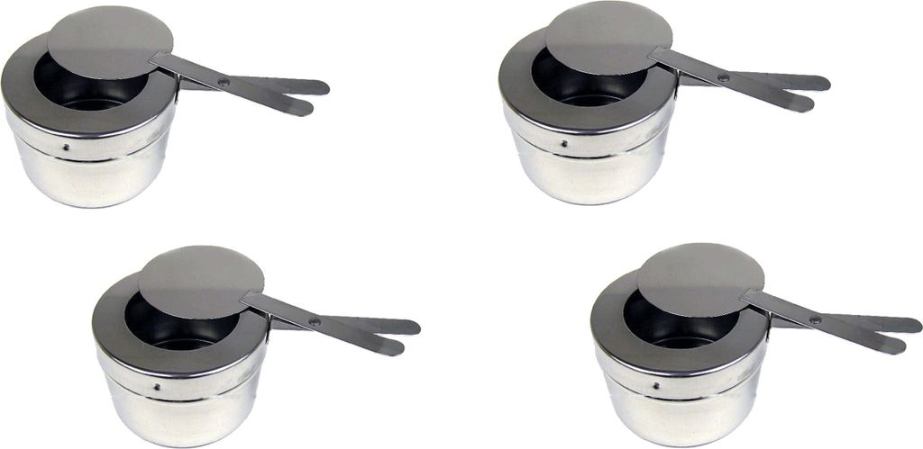 4x Edelstahl Brennpastebehälter Brennpaste Behälter mit Deckel für Chafing Dish