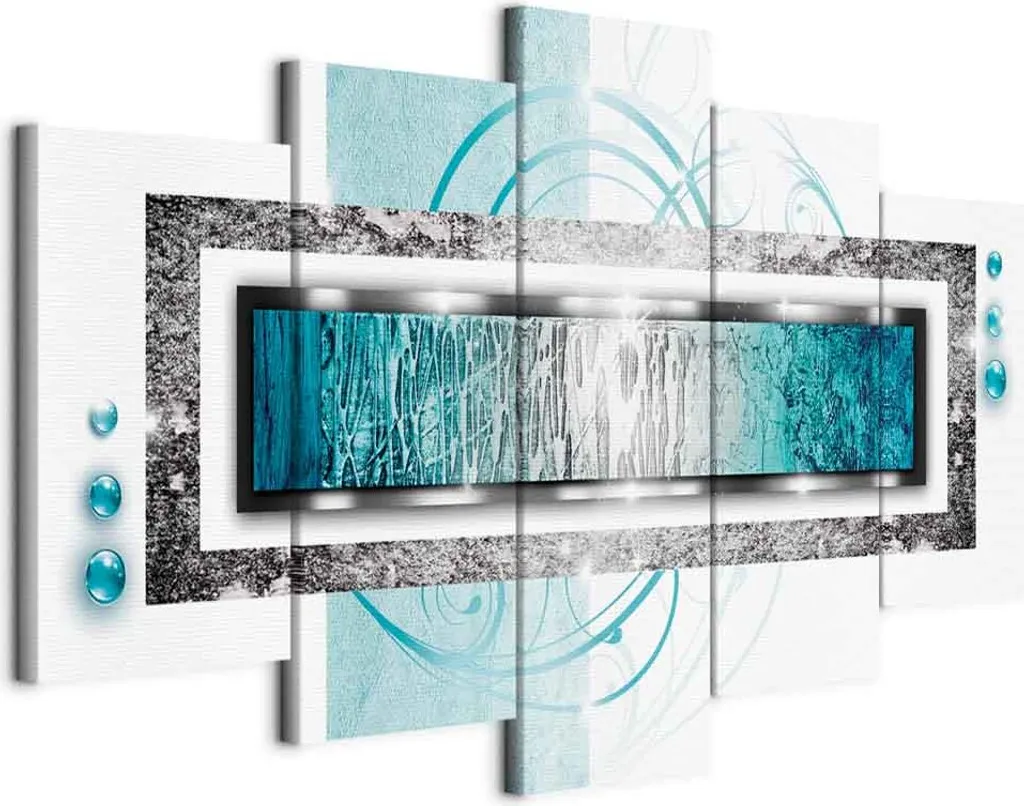 Quadro Italiano Astratto 100x50 - Bufera di Neve Turchese su Tela