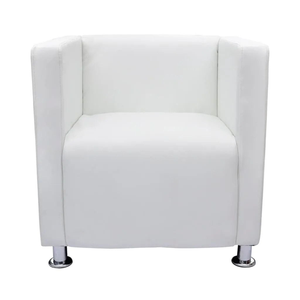 Fauteuil Club Cubique Blanc en Cuir Synthétique Design vidaXL Confort